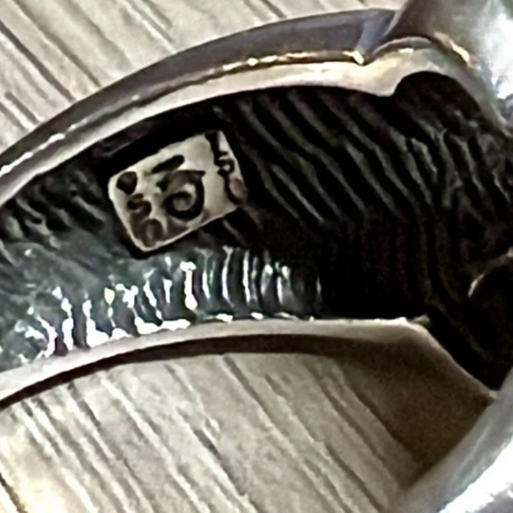 Vintage Designer Hallmarked 950 Silver & 18K Gold Puffy X Band Ring, Size 7